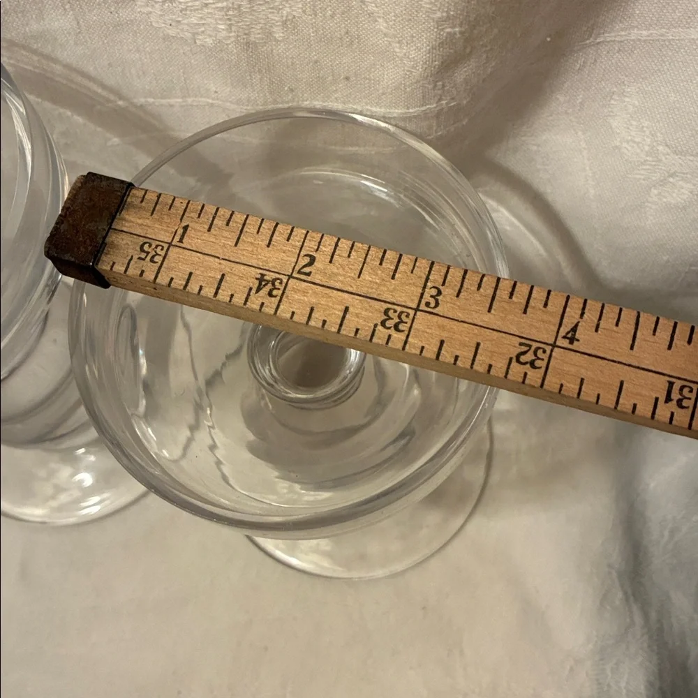 Elegant HEAVY Pillar Candle Holders W/Bulbous Clear Center Stem FAT Stable Base